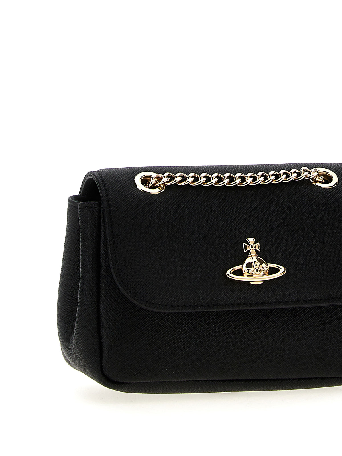 Borsa a tracolla Vivienne Westwood in pelle di vacchetta nera