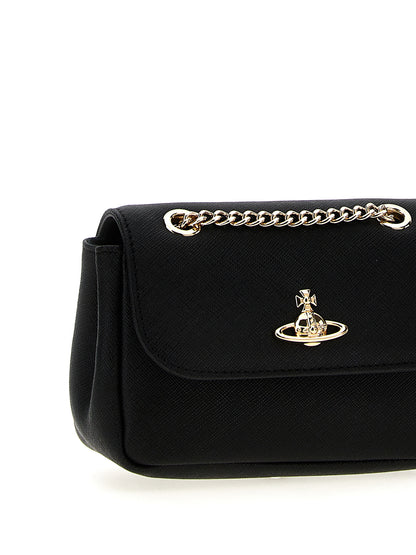 Borsa a tracolla Vivienne Westwood in pelle di vacchetta nera