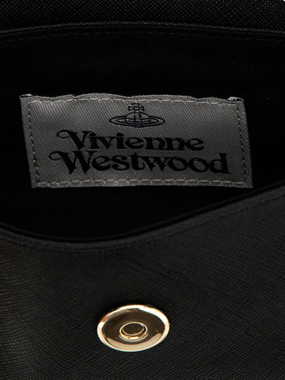 Borsa a tracolla Vivienne Westwood in pelle di vacchetta nera