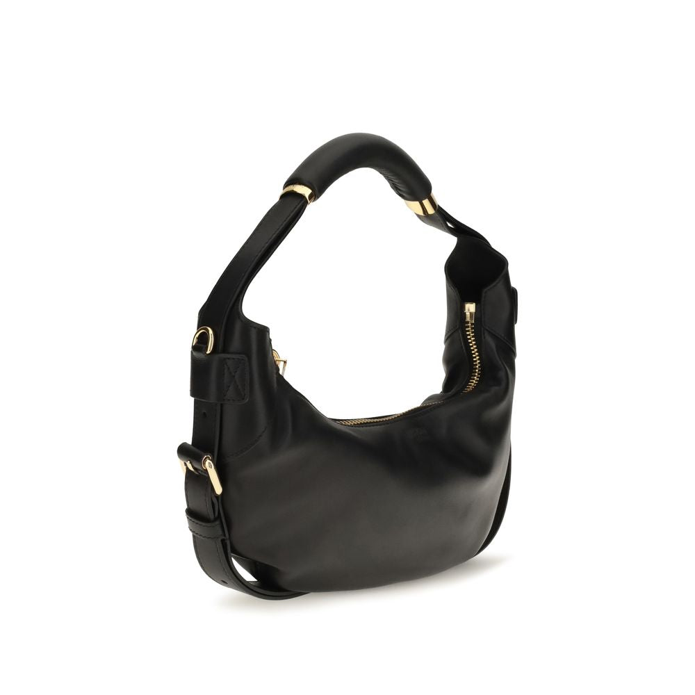 Borsa a tracolla Moschino in pelle di vitello nera