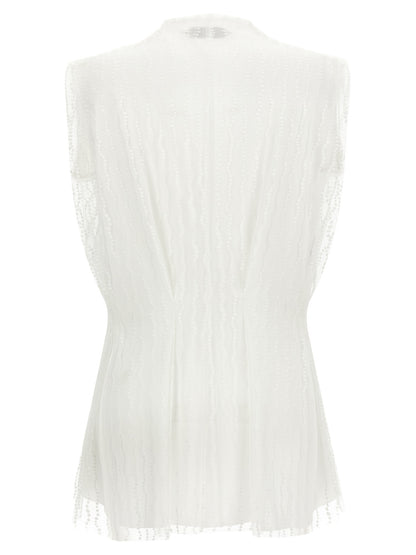 Alberta Ferretti Weißes ärmelloses T-Shirt aus Polyester