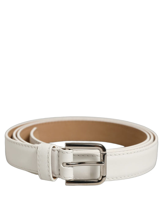 Dolce & Gabbana cintura r silberfarbener Metallschnalle bianco in pelle