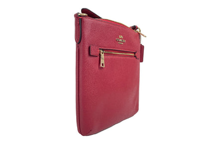 COACH Coach Damen Mini Rowan Top Zip Umhängetasche aus genarbtem Leder (Rot)