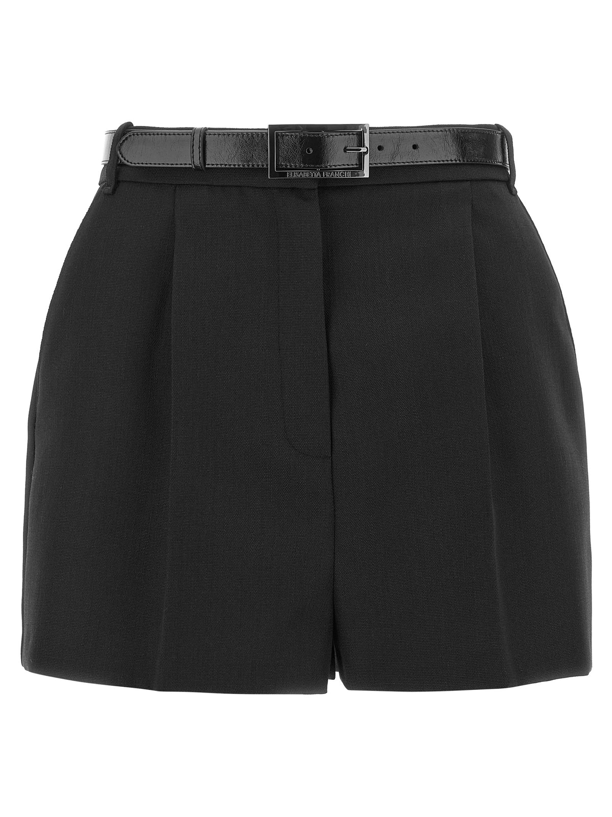 Elisabetta Franchi Black Pure Virgin Wool Bermuda Shorts