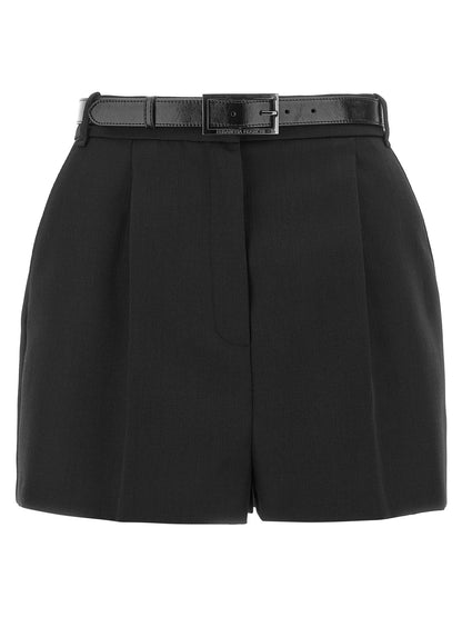 Elisabetta Franchi Black Pure Virgin Wool Bermuda Shorts