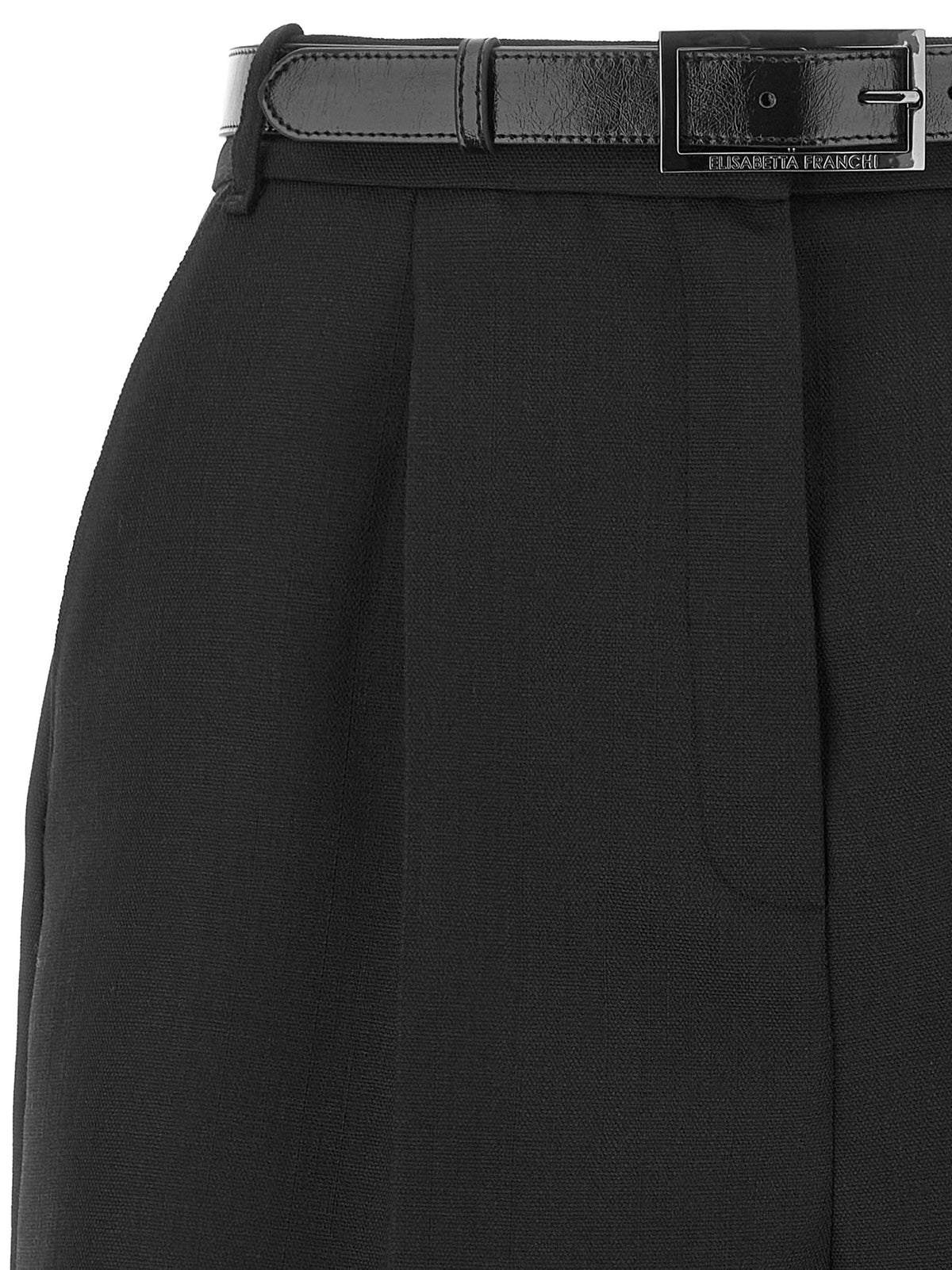 Elisabetta Franchi Black Pure Virgin Wool Bermuda Shorts