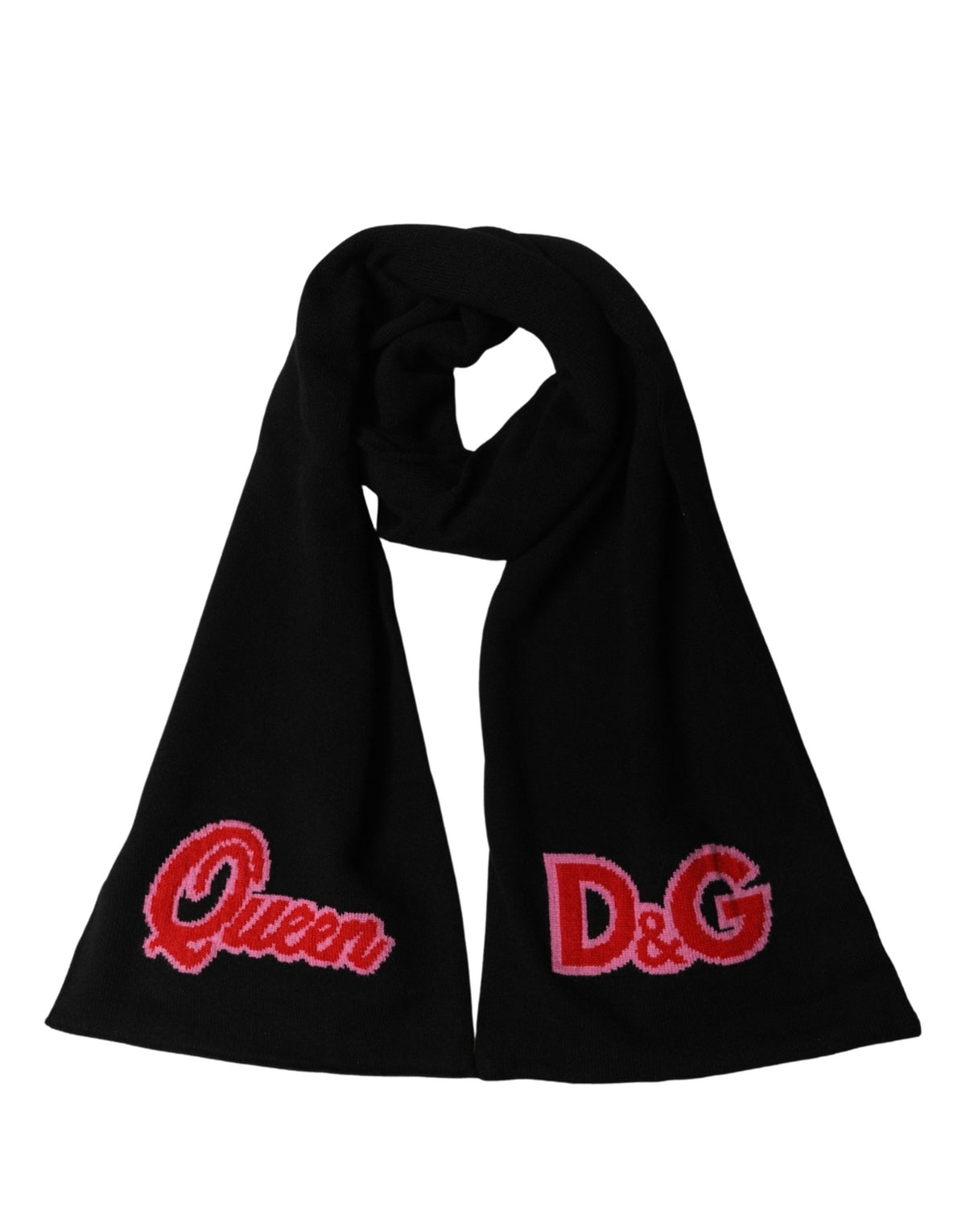 Dolce & Gabbana Sciarpa Nera D&G Queen in Cashmere