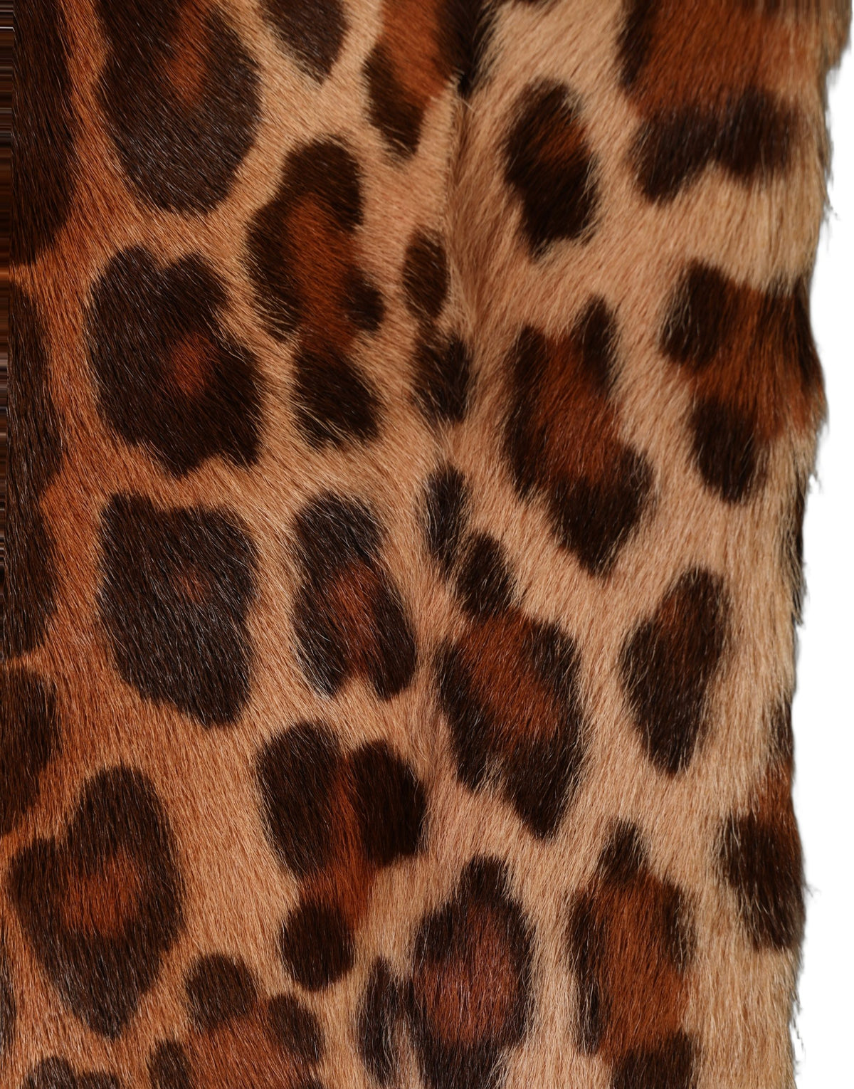 Dolce & Gabbana Sciarpa Marrone in Pelo di Capra con Stampa Leopardata