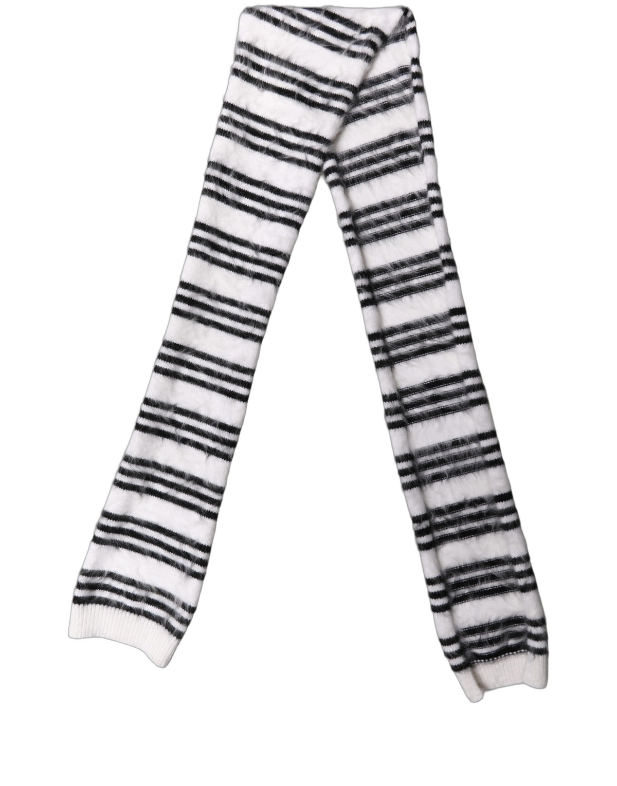 Dolce & Gabbana Sciarpa in Maglia Angora Bianca e Nera