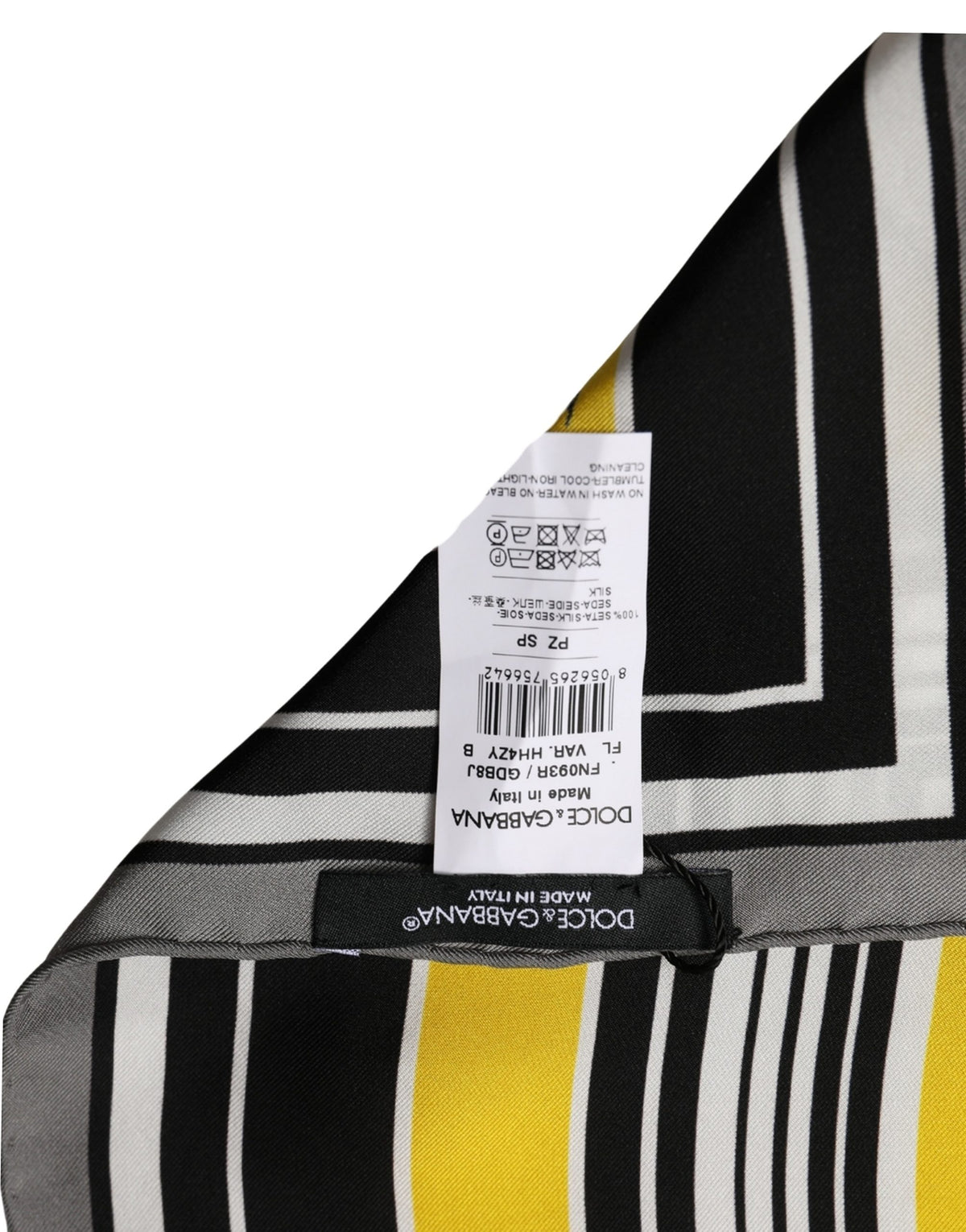 Dolce & Gabbana Foulard Nero in Seta con Logo Giallo