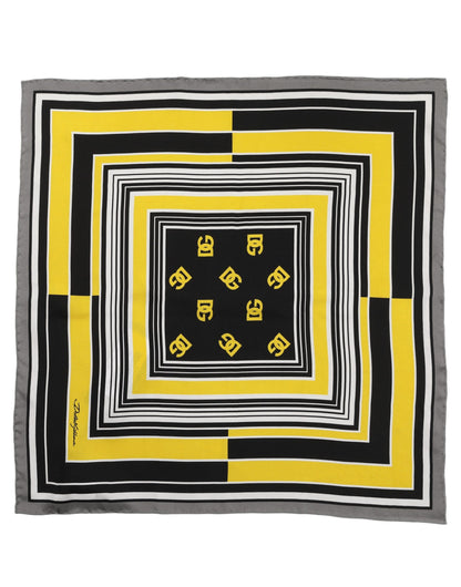 Dolce & Gabbana Foulard Nero in Seta con Logo Giallo