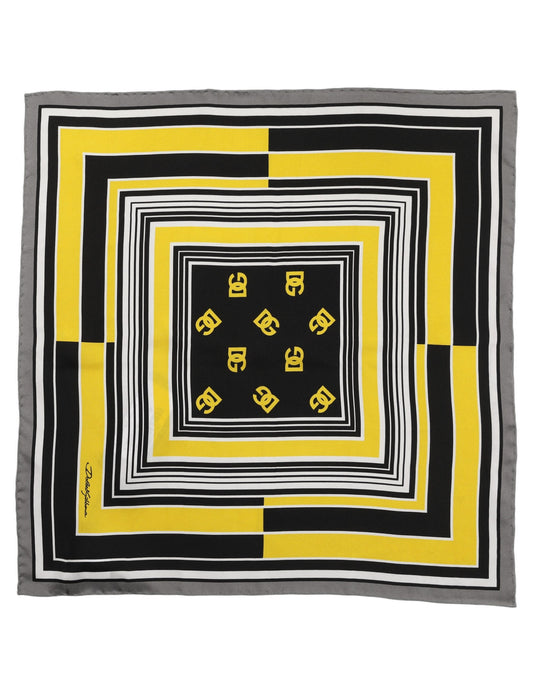 Dolce & Gabbana Foulard Nero in Seta con Logo Giallo
