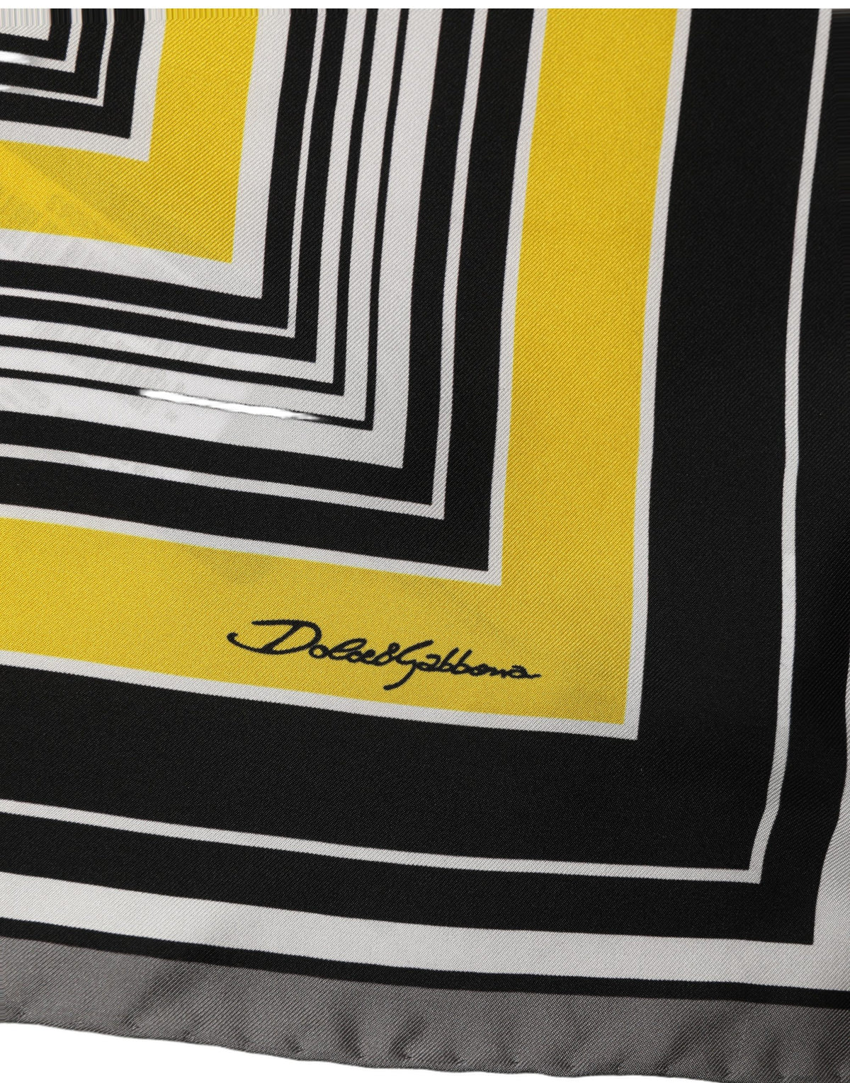 Dolce & Gabbana Foulard Nero in Seta con Logo Giallo
