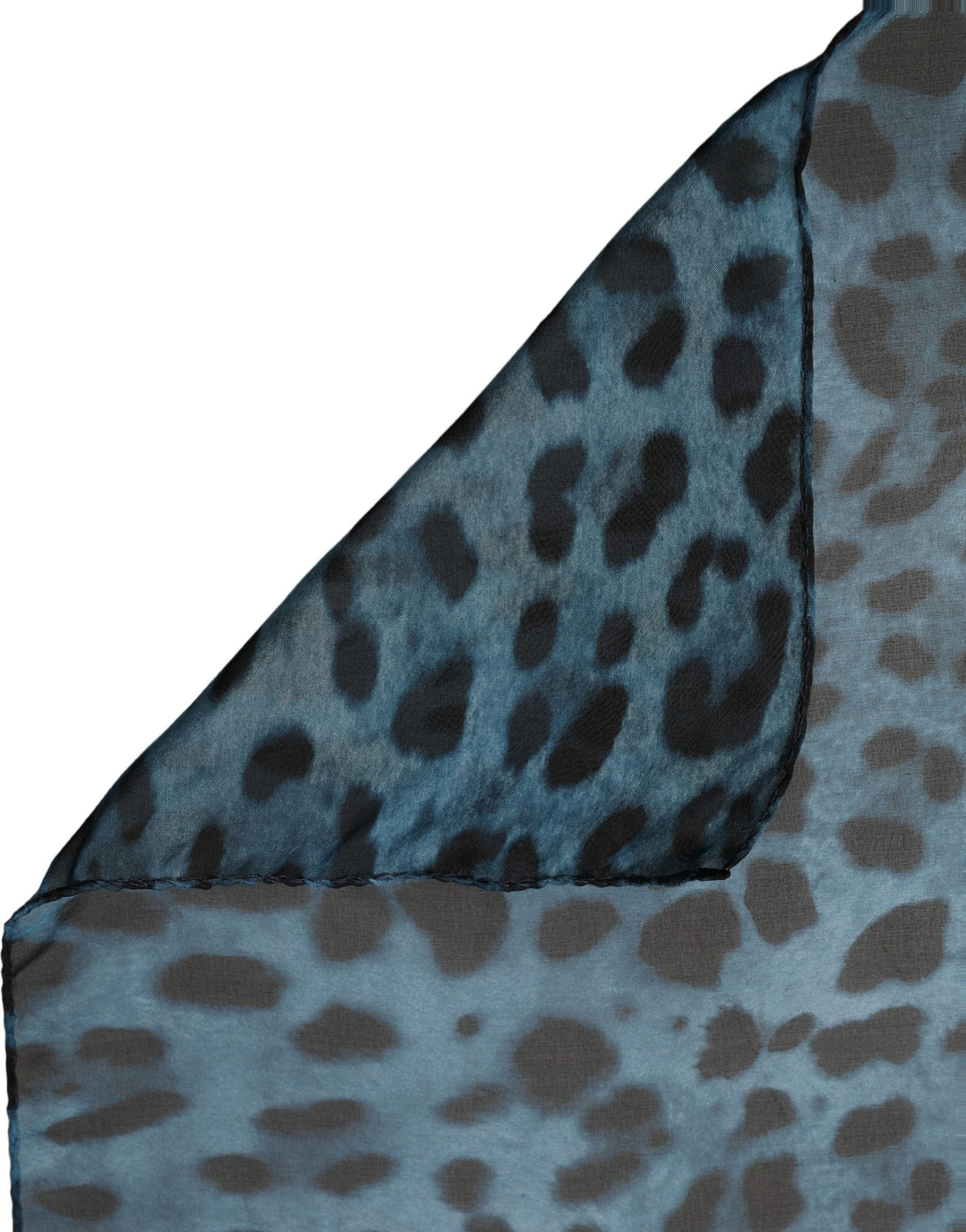 Dolce & Gabbana Foulard in Seta Blu e Nero con Stampa Leopardata