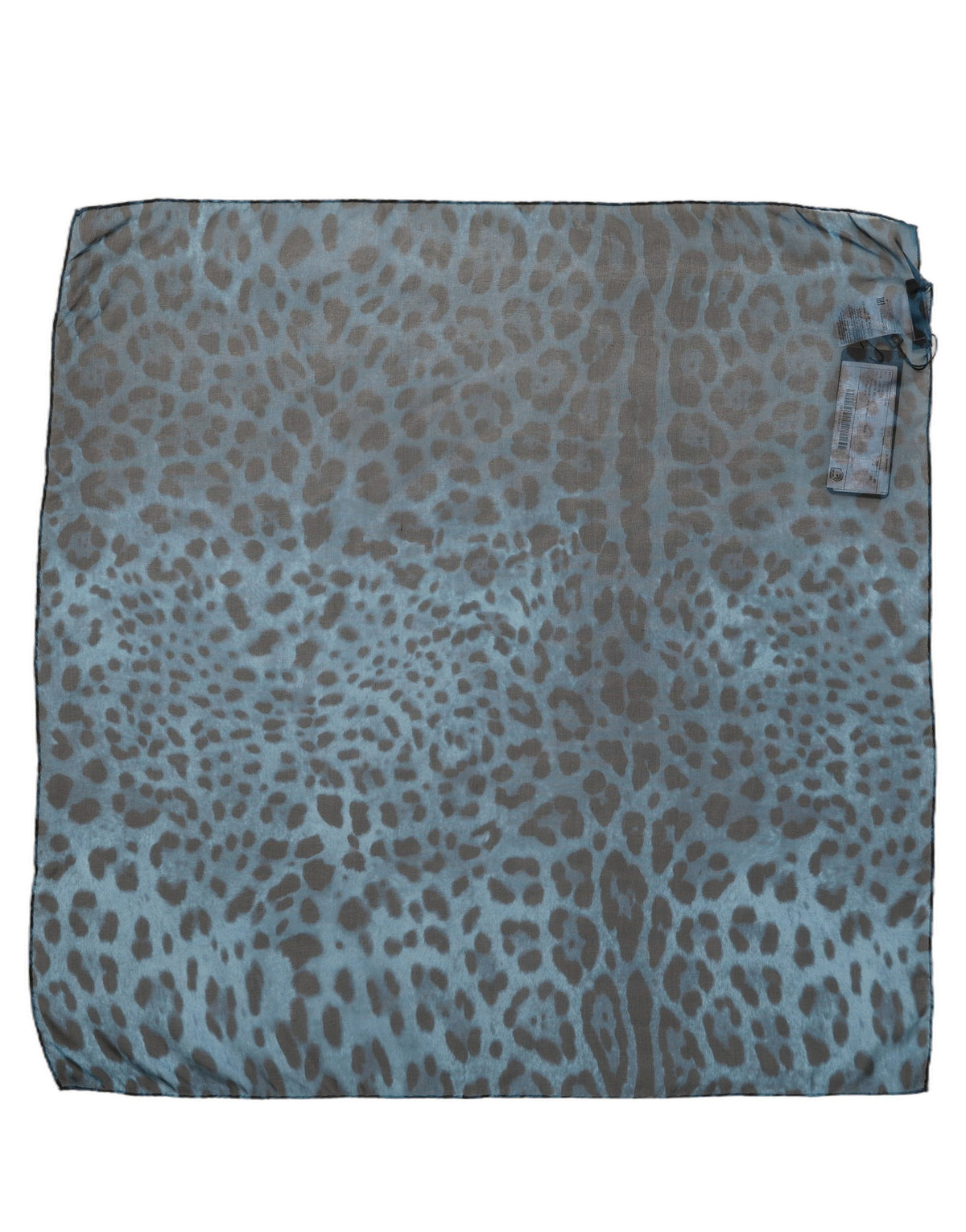 Dolce & Gabbana Foulard in Seta Blu e Nero con Stampa Leopardata