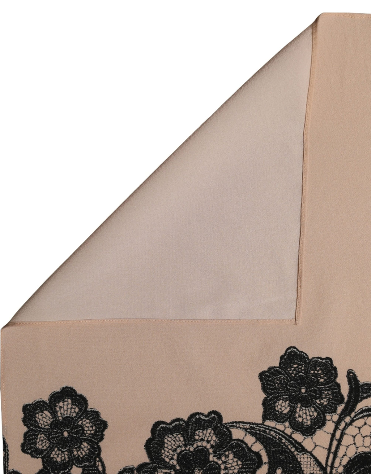Dolce & Gabbana Sciarpa in Seta Nera e Beige con Motivo Floreale