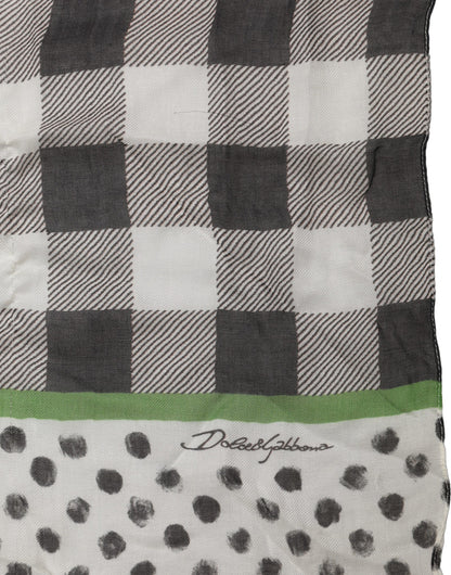 Dolce & Gabbana Sciarpa Napoli Bianca e Nera in Modal e Cashmere
