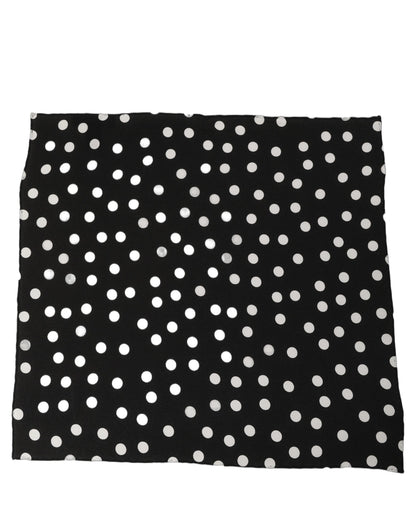 Dolce & Gabbana Foulard in Seta Bianco e Nero a Pois