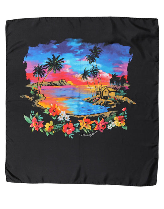 Dolce & Gabbana Foulard Nero Tropical Sunset in Seta
