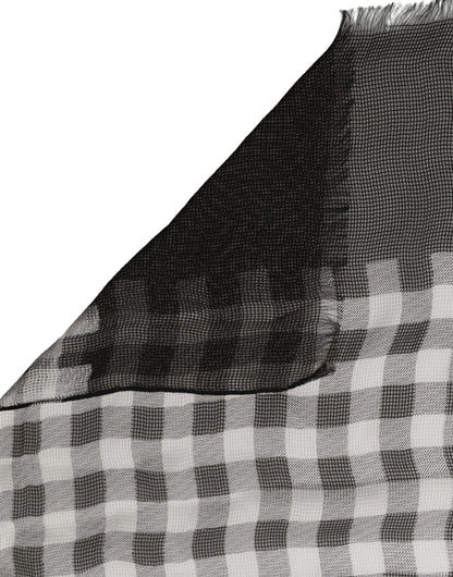 Dolce & Gabbana Sciarpa Napoli Bianca e Nera in Seta