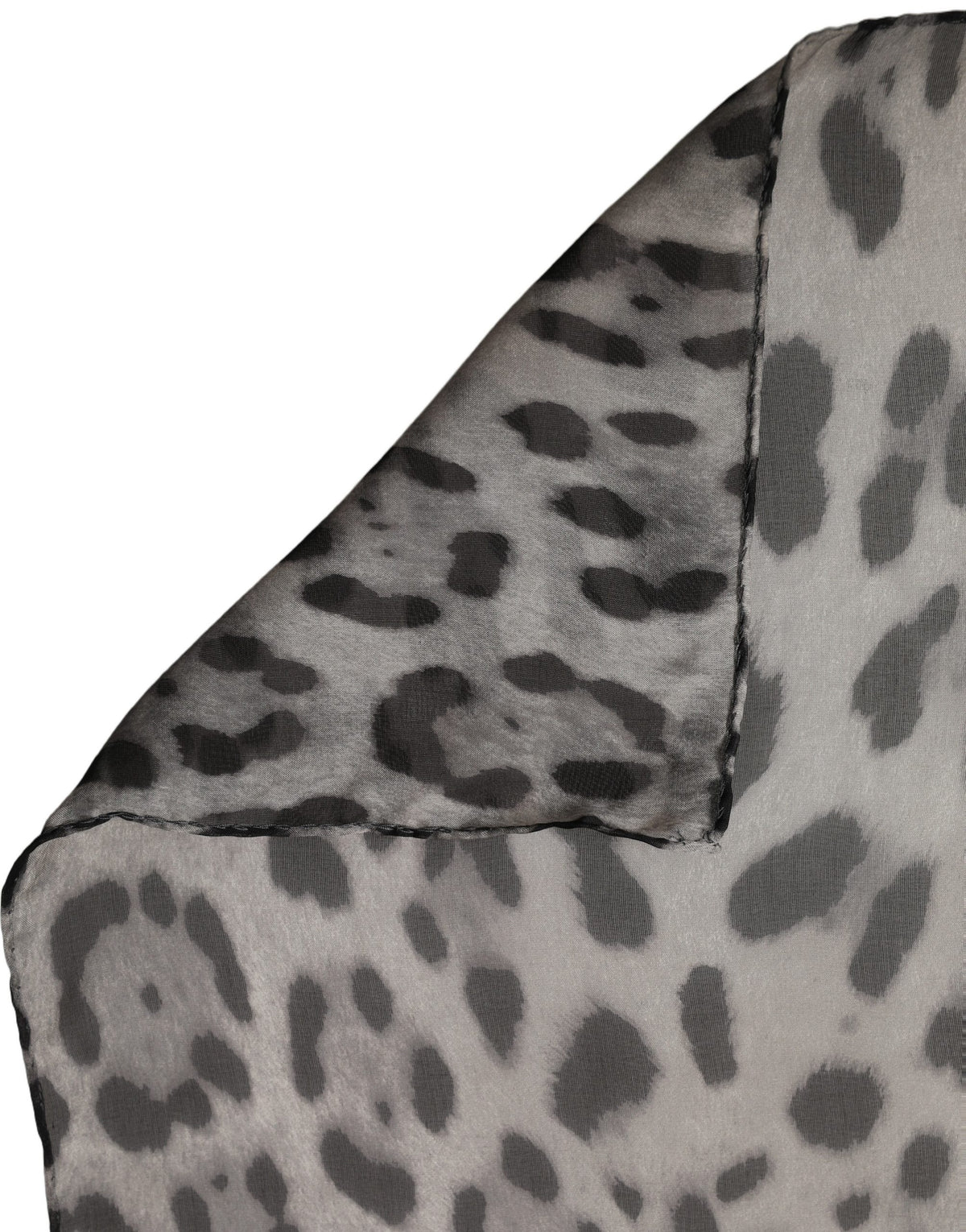 Dolce & Gabbana Foulard in Seta Grigio e Nero con Stampa Leopardata
