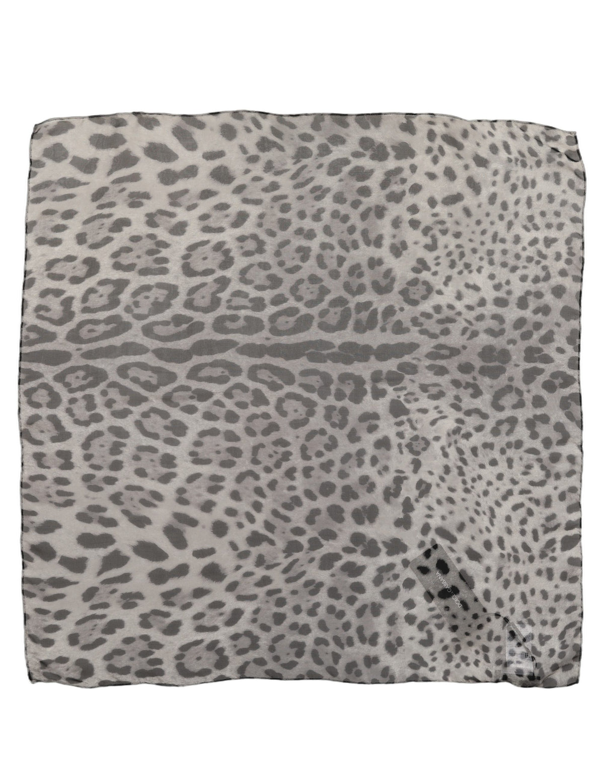Dolce & Gabbana Foulard in Seta Grigio e Nero con Stampa Leopardata