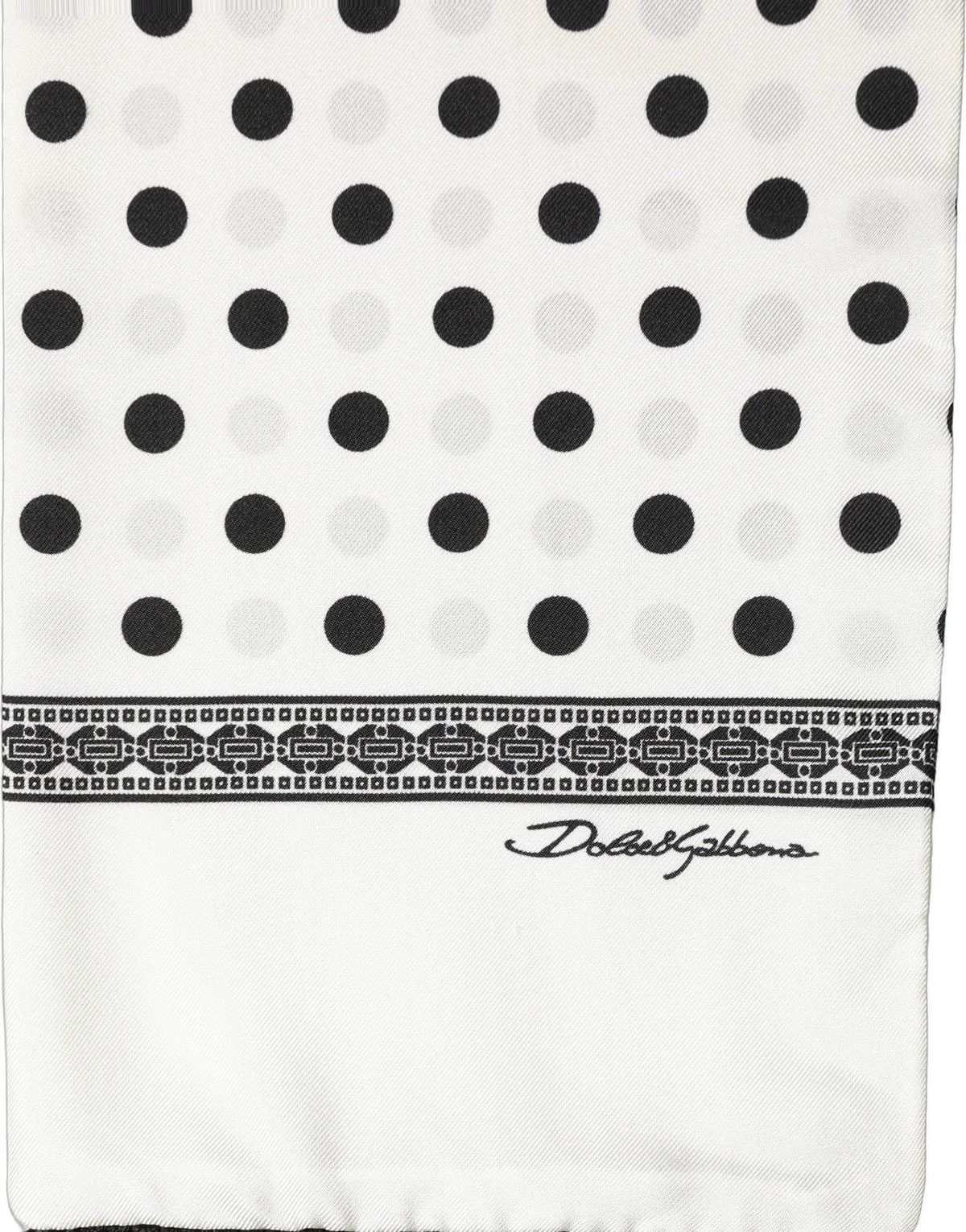 Dolce & Gabbana Sciarpa Bianca e Nera a Pois con Frange