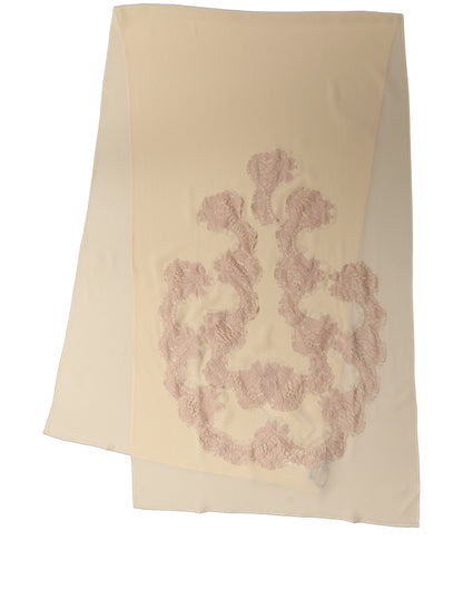 Dolce & Gabbana Sciarpa Beige Chiaro in Seta con Applicazione in Pizzo