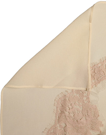 Dolce & Gabbana Sciarpa Beige Chiaro in Seta con Applicazione in Pizzo