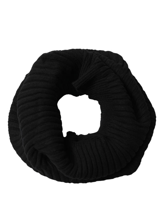Dolce & Gabbana Collo in Maglia Nera a Coste in Cashmere