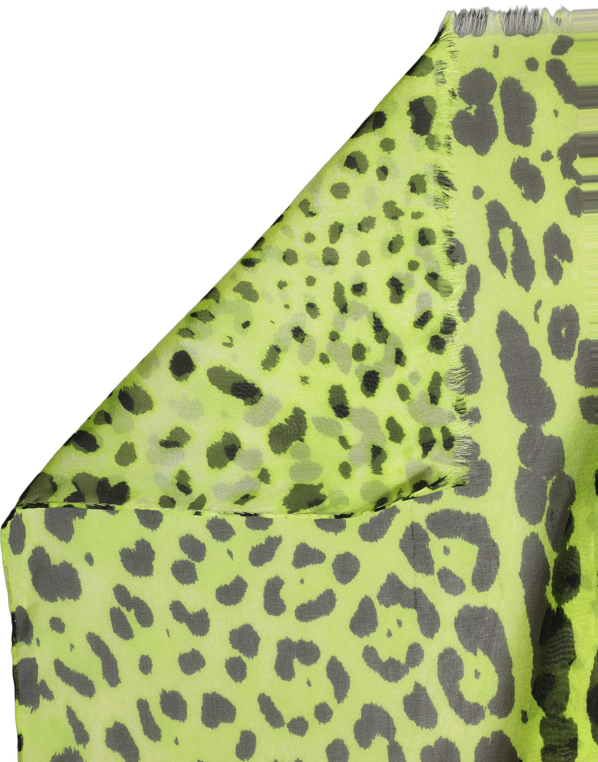 Dolce & Gabbana Stola in Seta Verde e Nera con Stampa Leopardata