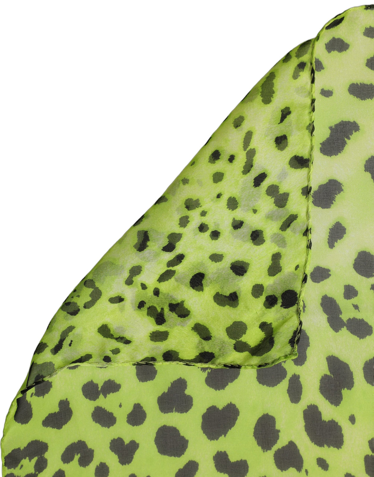 Dolce & Gabbana Foulard in Seta Verde e Nero con Stampa Leopardata