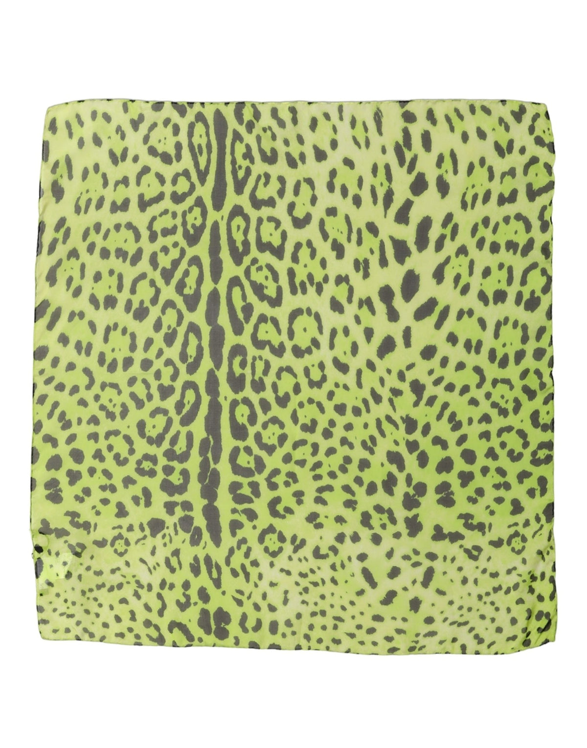 Dolce & Gabbana Foulard in Seta Verde e Nero con Stampa Leopardata