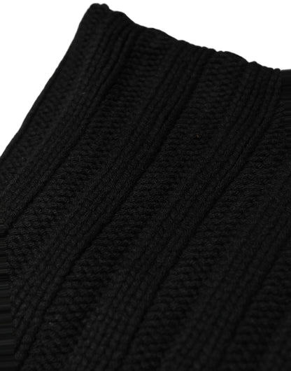 Dolce & Gabbana Scaldacollo Nero a Coste in Cashmere