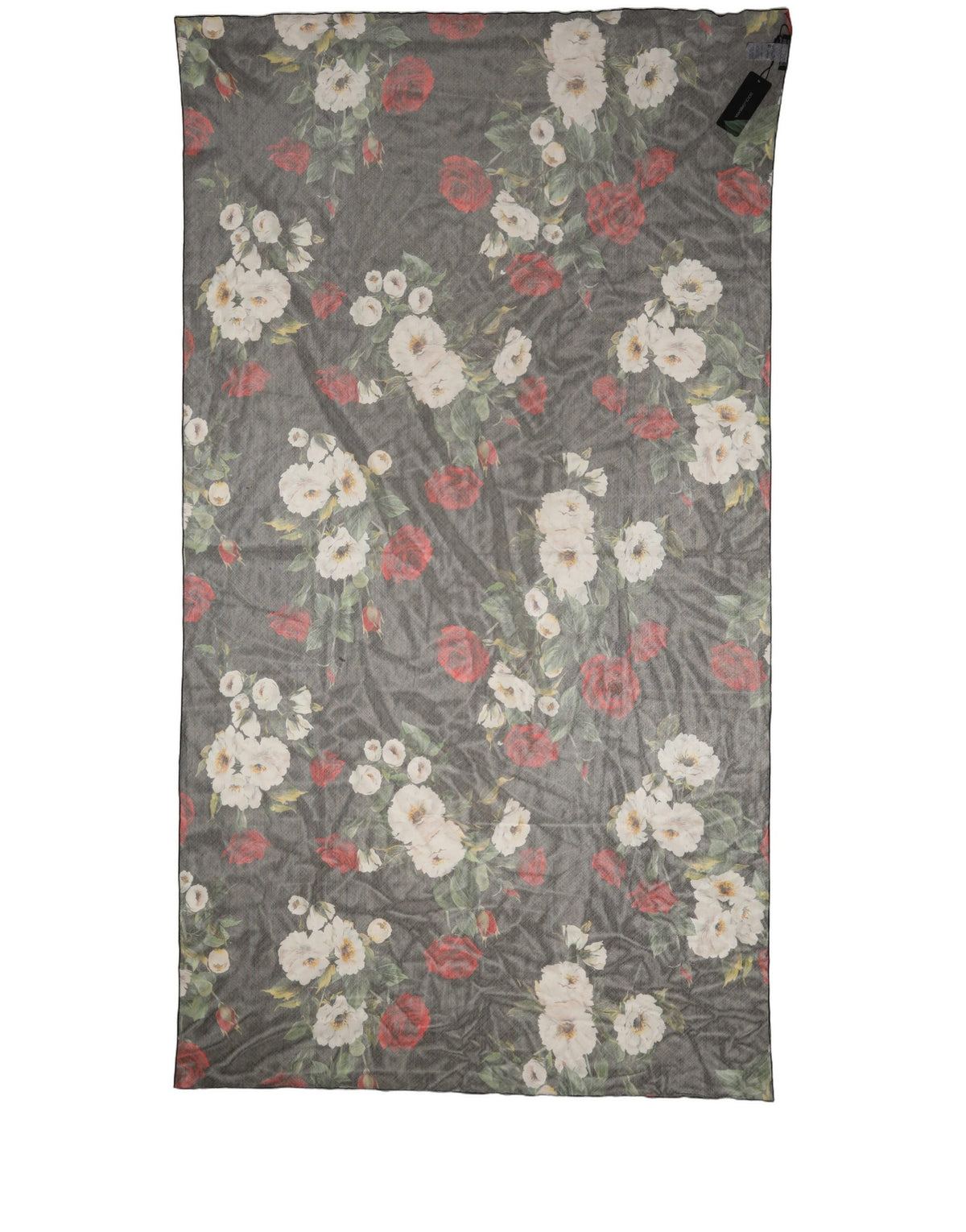 Dolce & Gabbana Sciarpa Nera in Cotone con Stampa Floreale