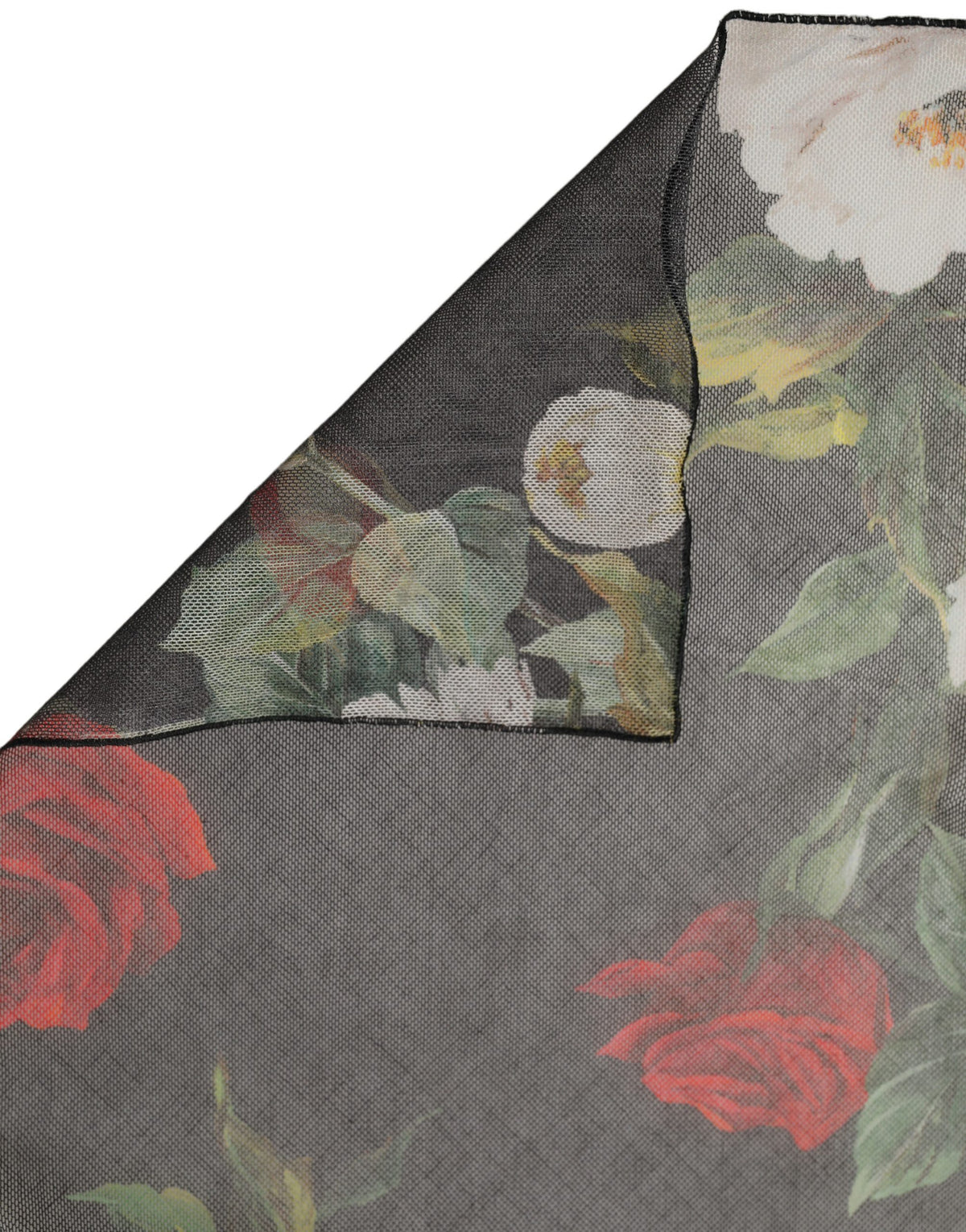 Dolce & Gabbana Sciarpa Nera in Cotone con Stampa Floreale