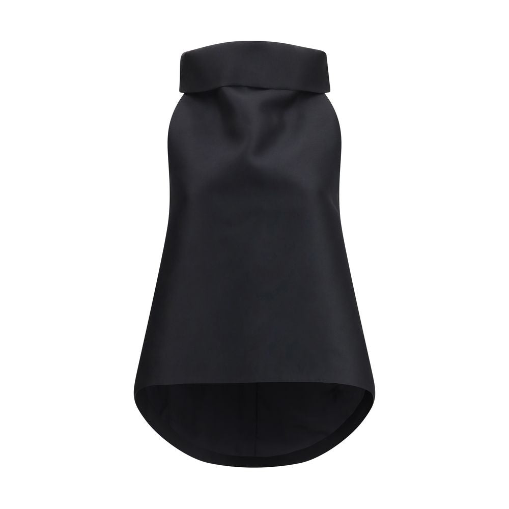 Balenciaga Top Nero Collo Alto in Lana e Seta