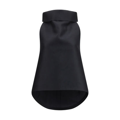 Balenciaga Top Nero Collo Alto in Lana e Seta