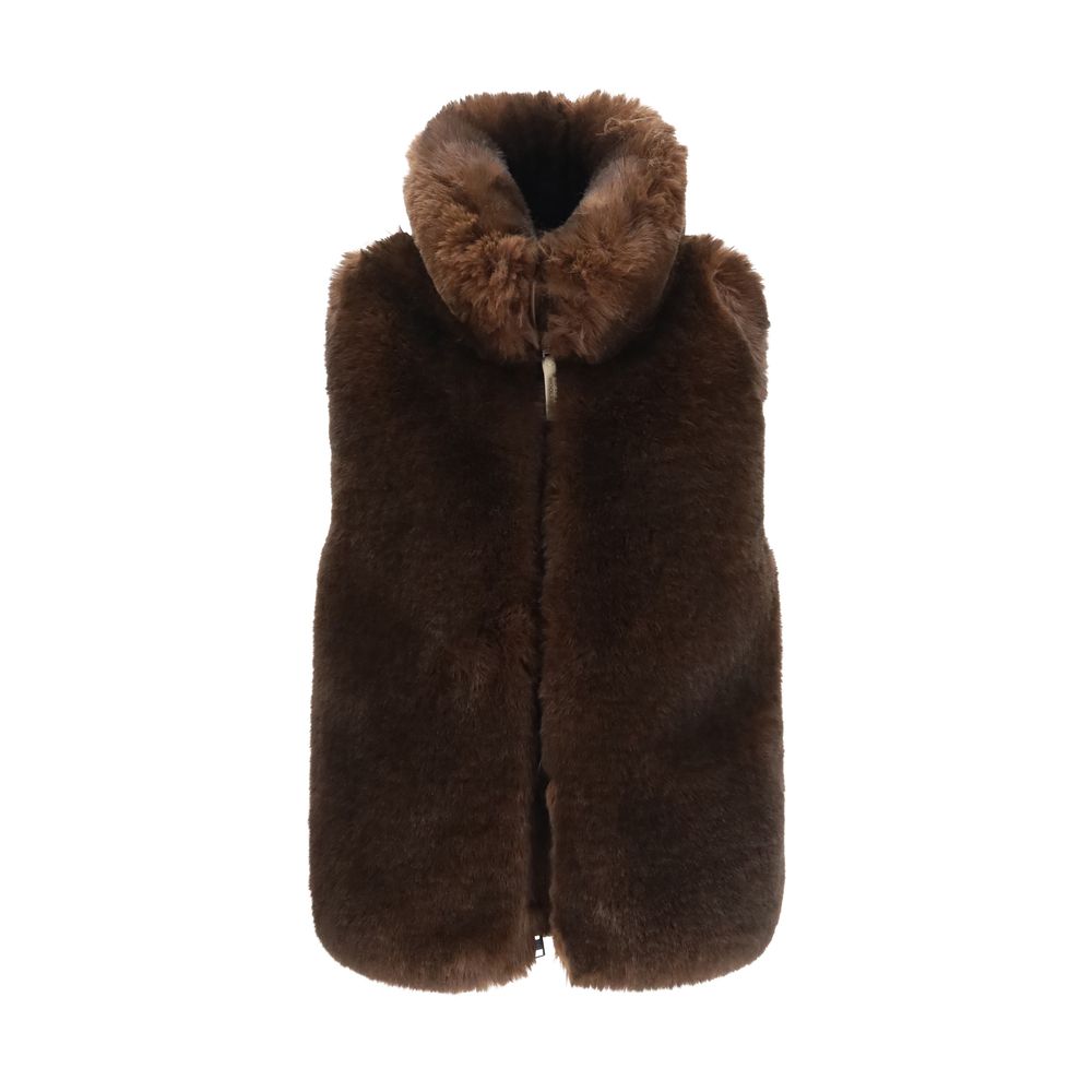Woolrich marrone giacca smanicata in poliestere