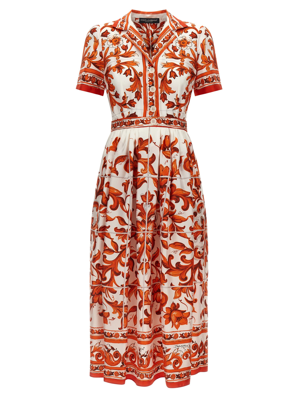 Dolce & Gabbana Orange Silk-Midi Dress