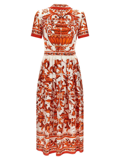 Dolce & Gabbana Orange Silk-Midi Dress