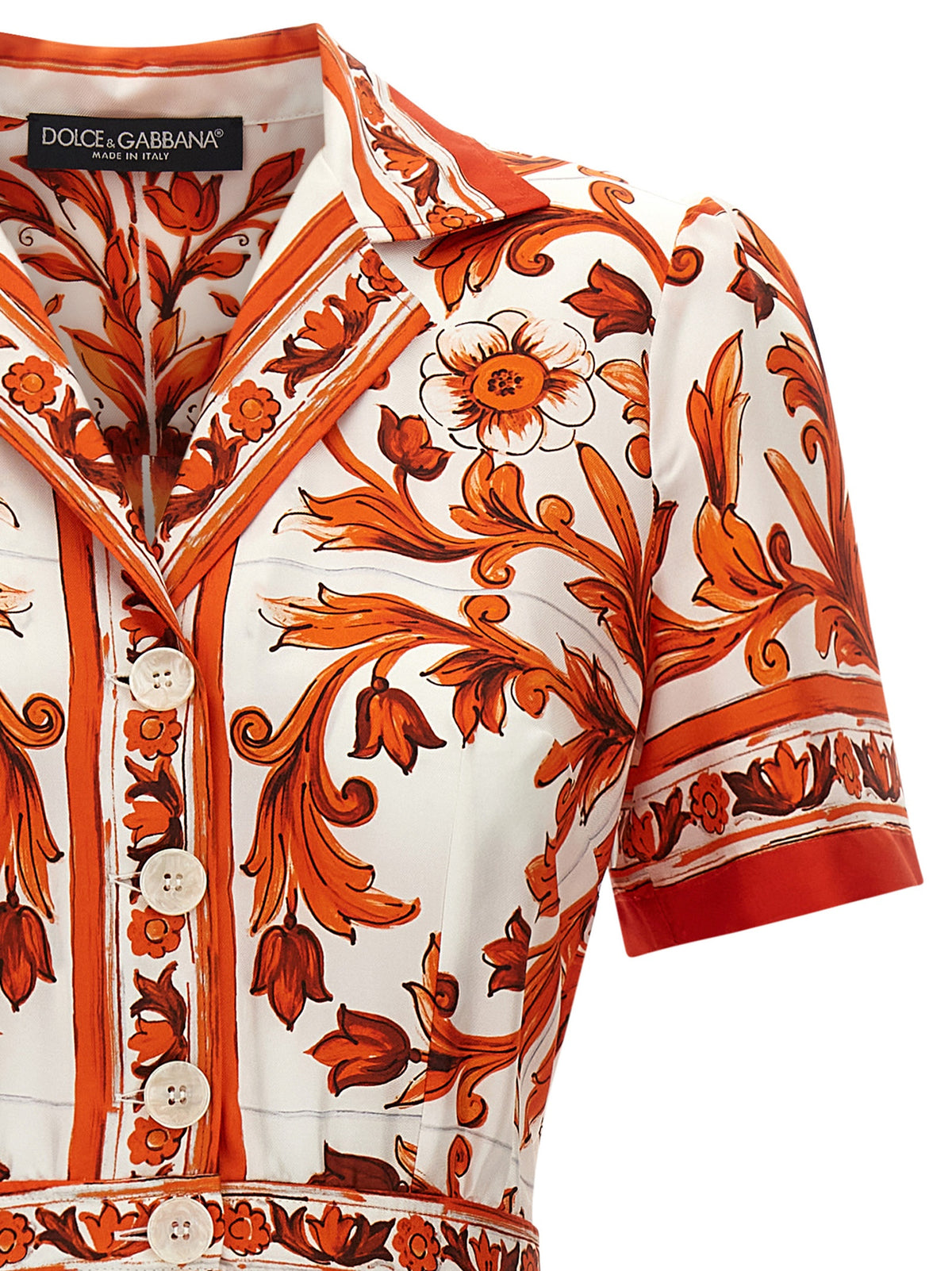 Dolce & Gabbana Orange Silk-Midi Dress