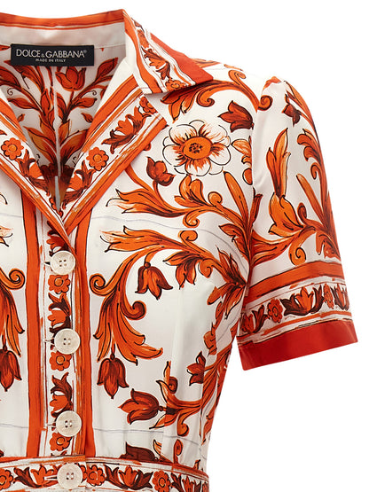 Dolce & Gabbana Orange Silk-Midi Dress