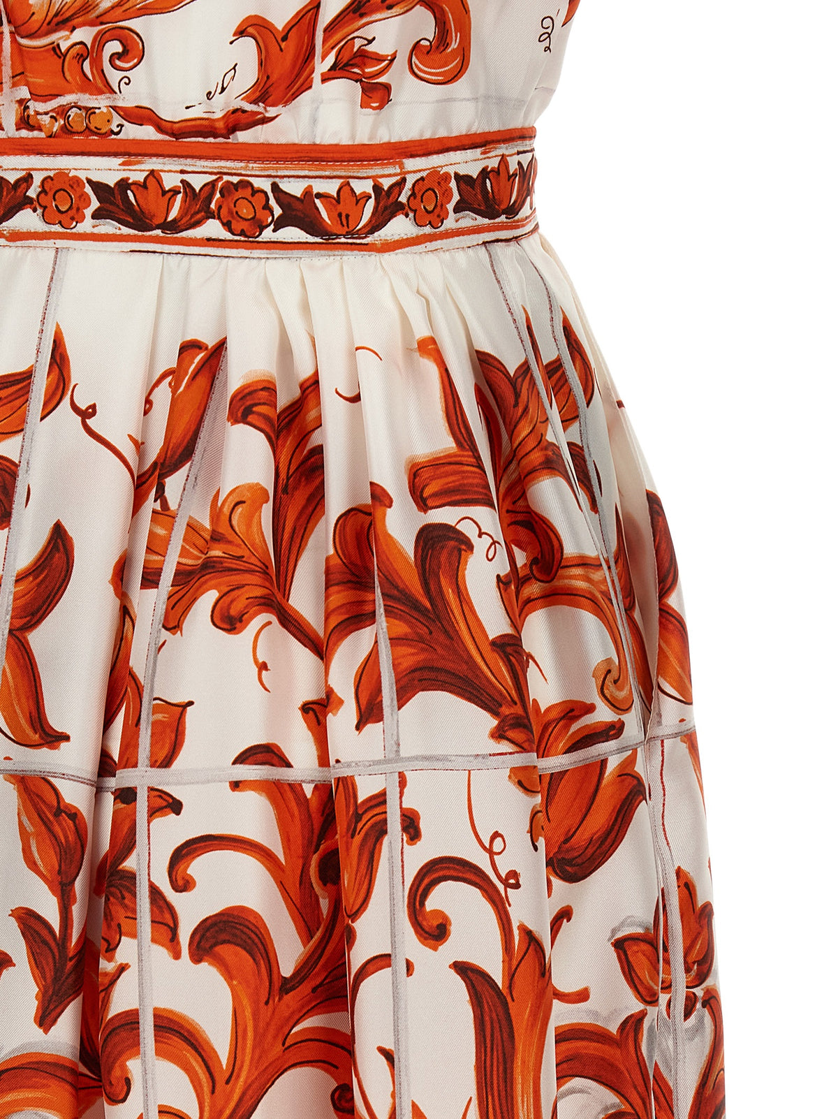 Dolce & Gabbana Orange Silk-Midi Dress