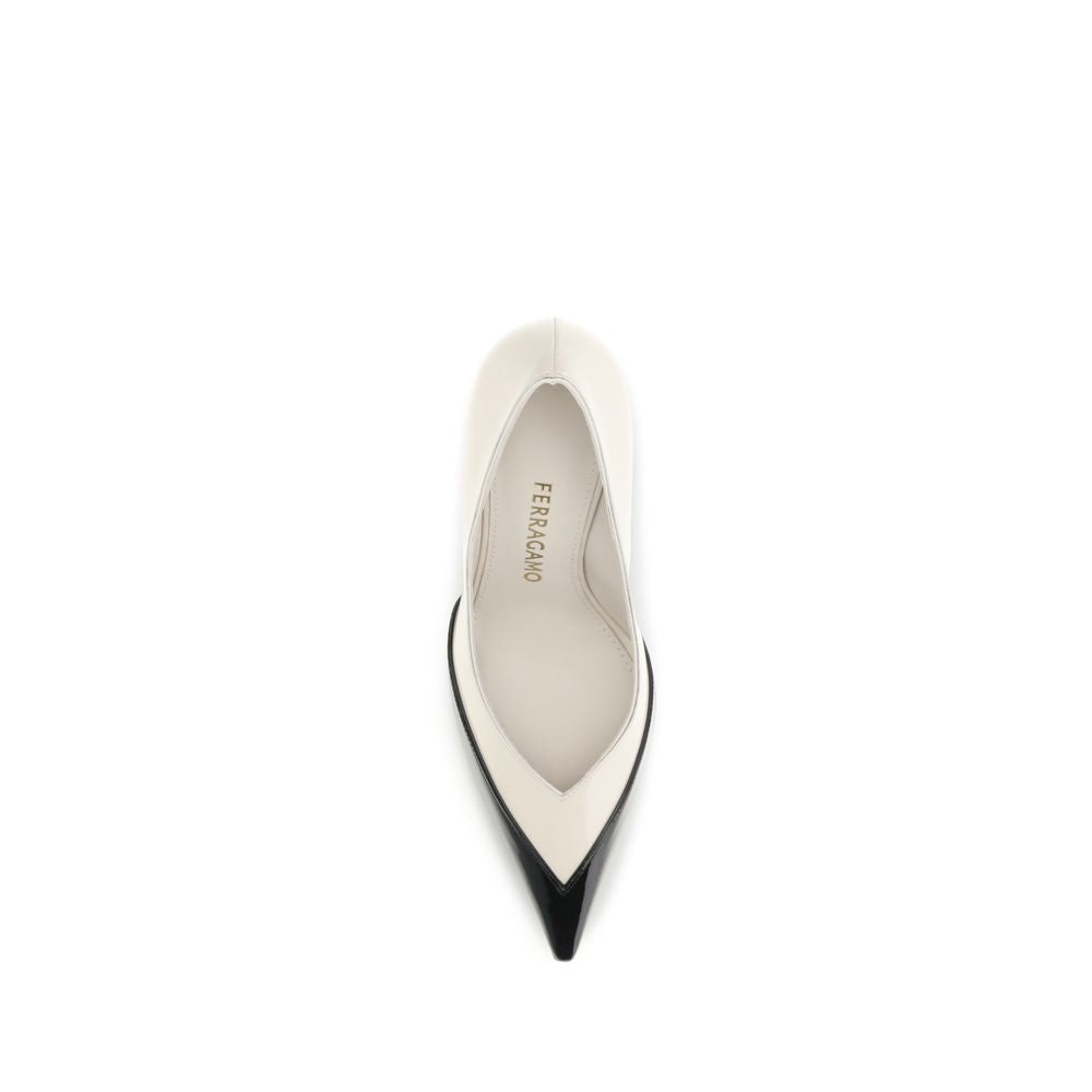 Ferragamo Mehrfarbige Pumps aus Kalbsleder mit hohem Absatz