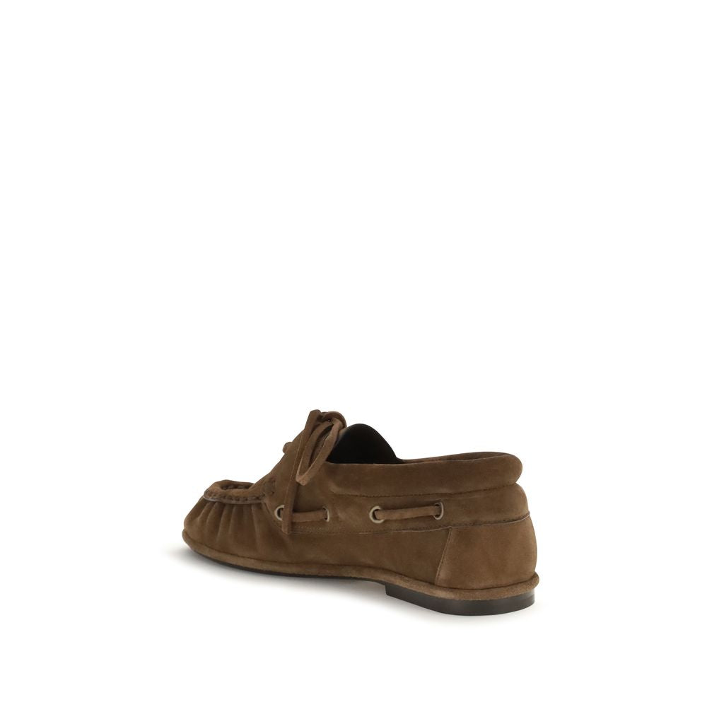 Saint Laurent Mocassini Marroni in Camoscio