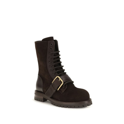 Dolce & Gabbana Black Calf Leather Lace-Up Boots