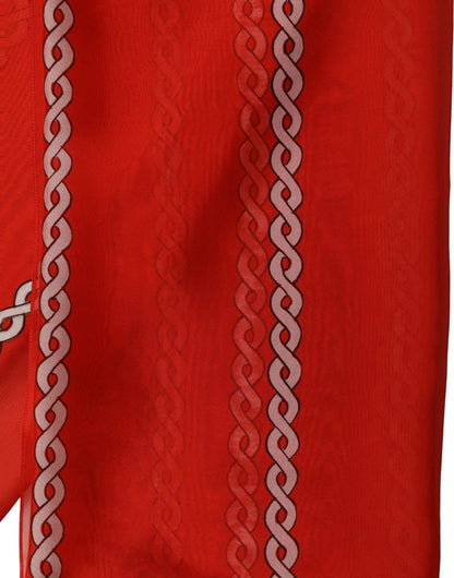 Dolce & Gabbana Roter Seiden-Schal im Flechtmuster