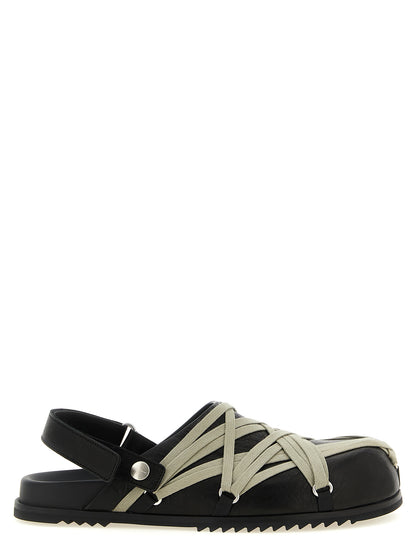Rick Owens Megalace Mule Granola Nere in Pelle di Agnello
