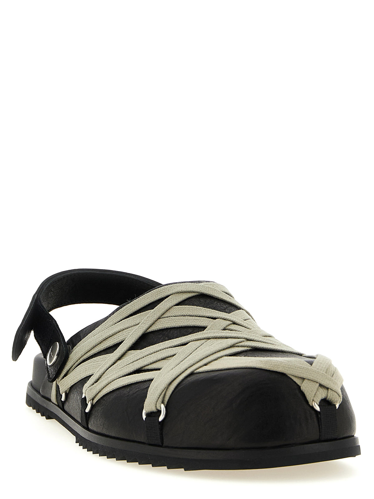Rick Owens Megalace Mule Granola Nere in Pelle di Agnello